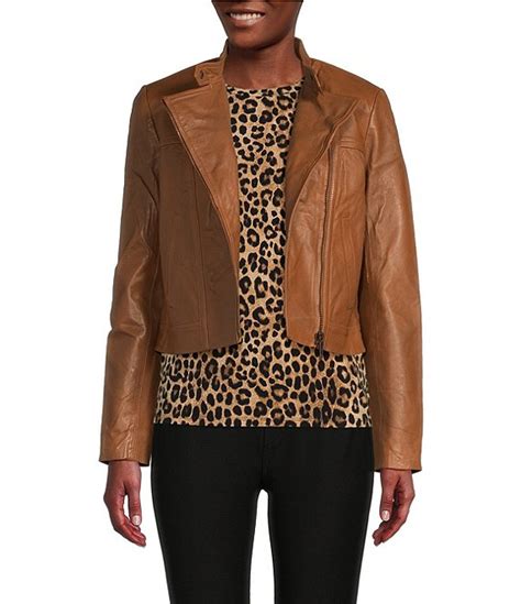 michael kors printed lambskin leather jacket|MICHAEL Michael Kors Genuine Lambskin Leather .